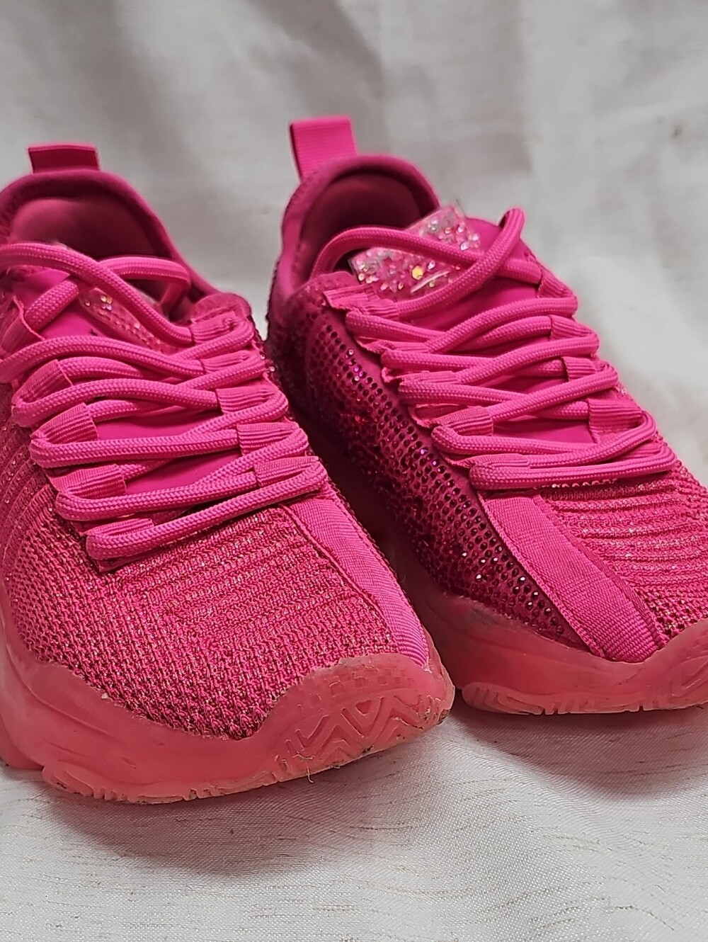 Steve Madden Kids Hot Pink Glitter Lace-Up Sneakers